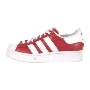 adidas | Shoes | Adidas Red Striped Leather Sneakers | Poshmark